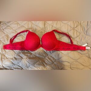 Victoria’s Secret PINK Push-Up Bra 36D Red Underwire Adjustable Wear Everywhere